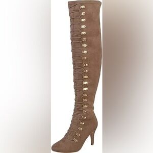 NIB Journee Sexy Brown Lace-Up Knee-High Boots